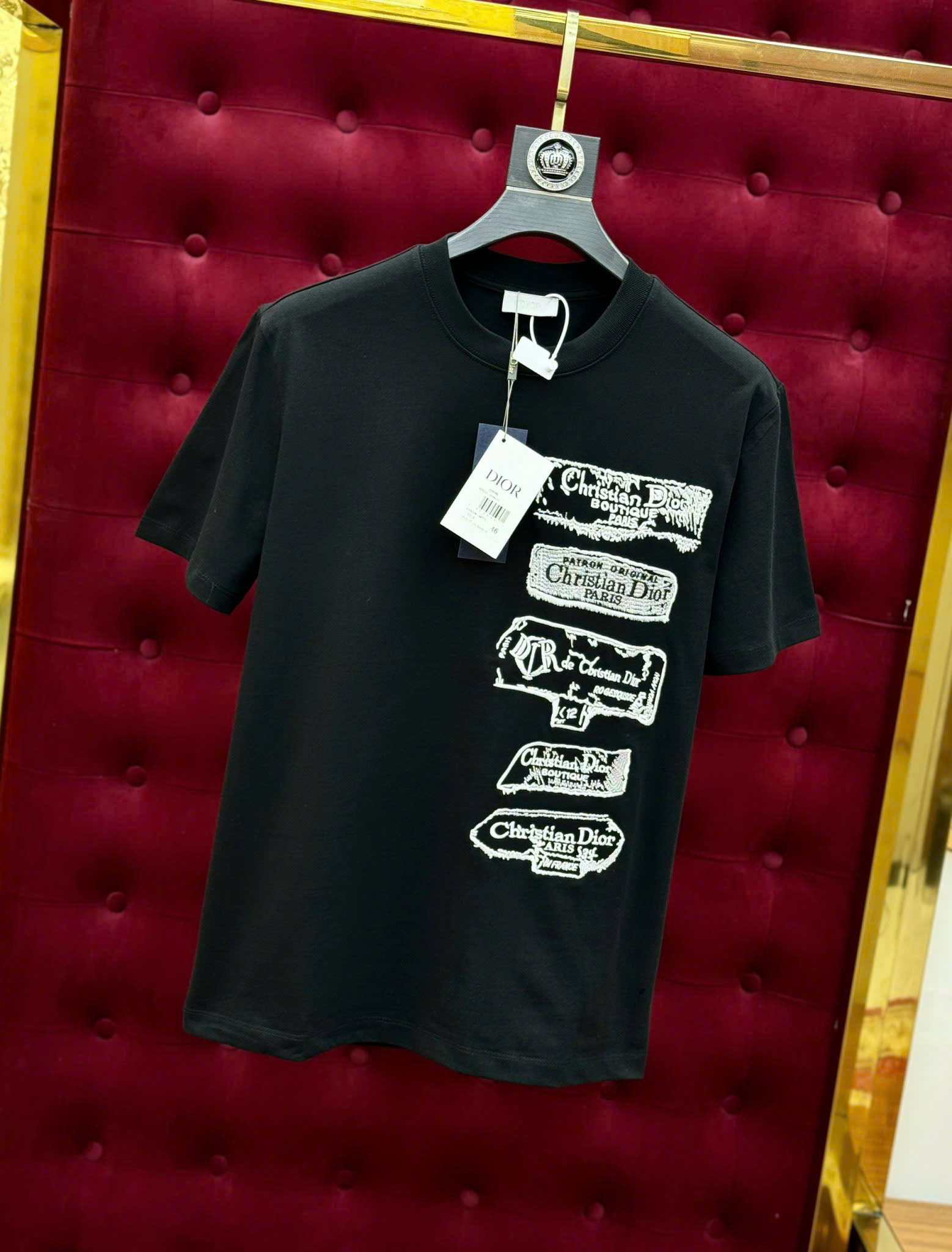 Áo phông T-shirt Dior CD họa tiết tag thêu ngực Like Auth on web CD